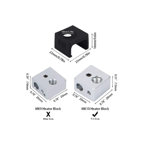 MK10 Alminyum Istc Blok Silikon orap/Hotend orab - Siyah