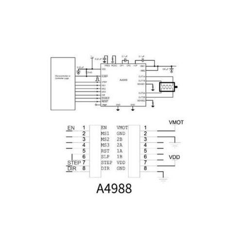 A4988 Step Motor Src - 3D Yazc/CNC Uyumlu - Yeil