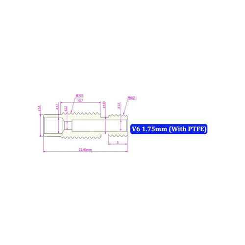 3D Yazc E3D V6 M7x22mm Teflonlu Barel - All Metal - 1.75mm