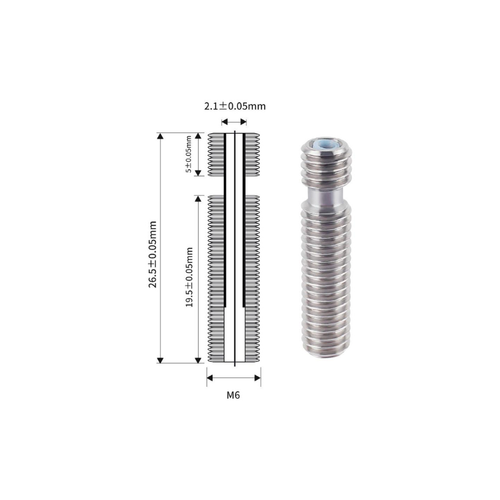 3D Yazc M6x26mm Teflonlu elik Barel - E3D V5 Uyumlu