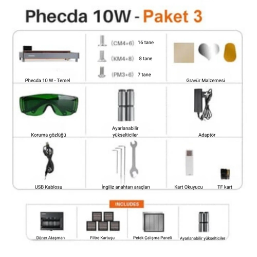 ELEGOO PHECDA Lazer Gravr ve Kesici 10W - Paket 3