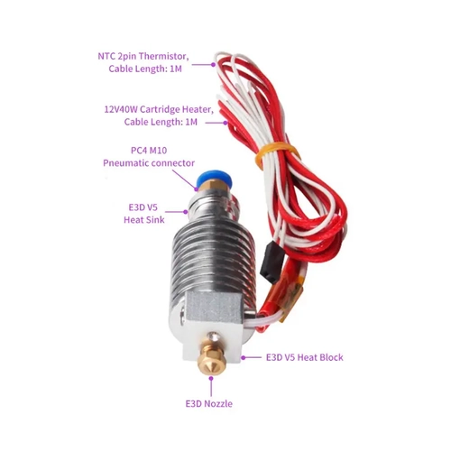 3D Yazc E3D V5 Remote J-Head Hotend Seti - 12V/40W