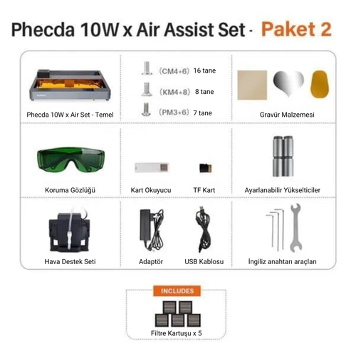 ELEGOO PHECDA Lazer Gravr ve Kesici 10W - Paket 2