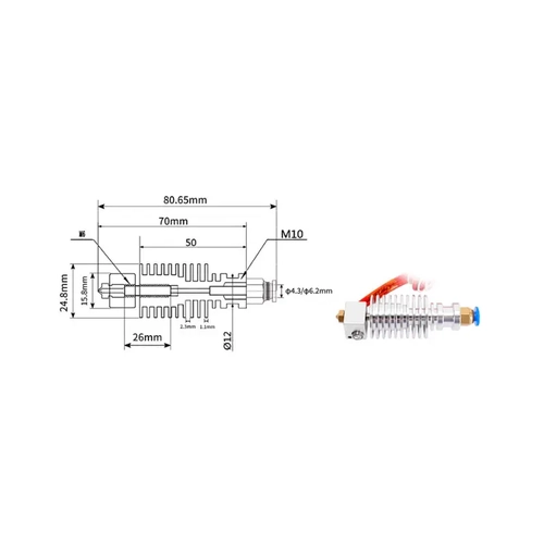 3D Yazc E3D V5 Remote J-Head Hotend Seti - 12V/40W