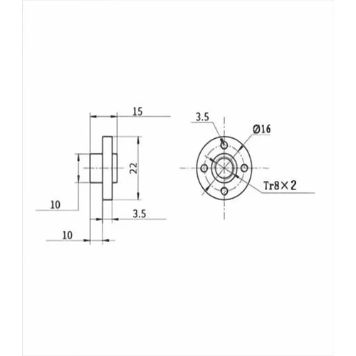 3D Yazc T8 Trapez Somun(8 Hatve)