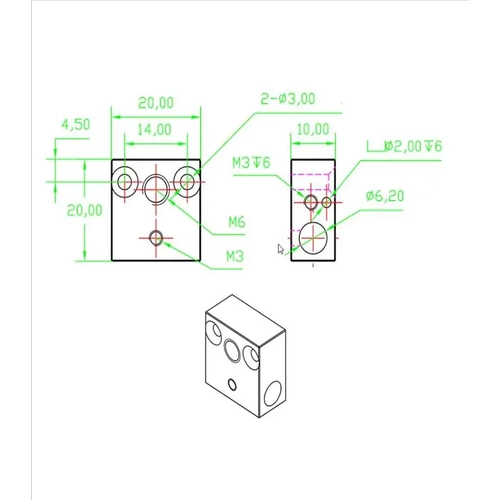 Orijinal Creality MK8-CR10/Ender 3 Pro/V2 Istc Blok - 20x20x10mm(Gri)