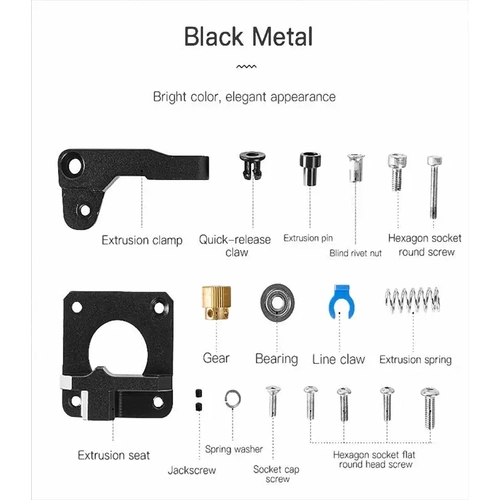 Orijinal Creality Metal Siyah Extruder - Tek Dili - MK8