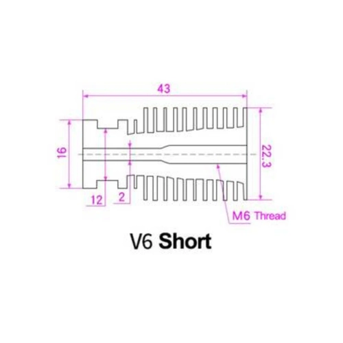 3D Yazc E3D V6 Direct Alminyum Soutucu Gvde M6 (Radyatr)