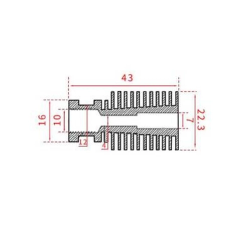 3D Yazc E3D V6 Direct Alminyum Soutucu Gvde 7mm (Radyatr)