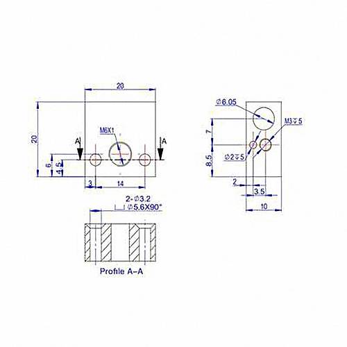 Orijinal Creality MK8-CR10/Ender 3 Pro/V2 Istc Blok - 20x20x10mm(Sar)