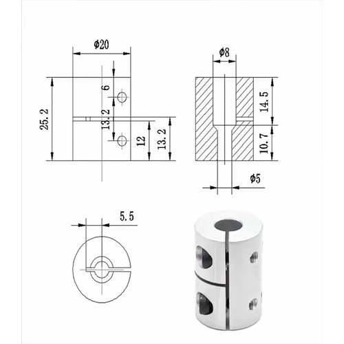 3D Yazc 5x8mm Rigid Kaplin - CNC Uyumlu