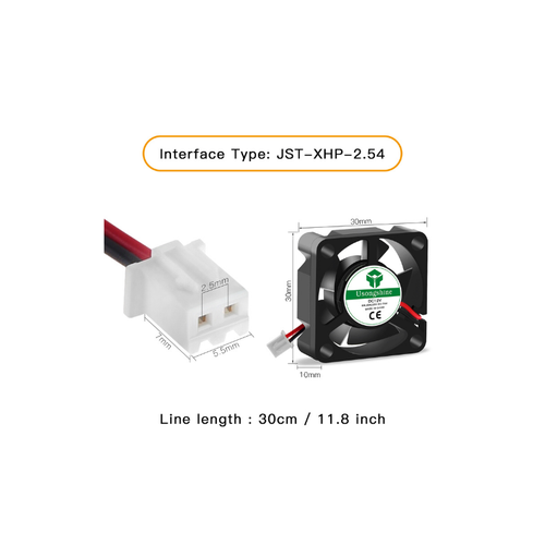 12V 30x30x10mm Kare Fan - 3D Yazc Uyumlu