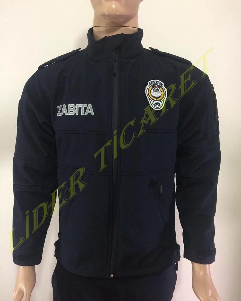 Zabıta Montu Lacivert Renk Softshell Kumaş Reflektör Baskılı Mont