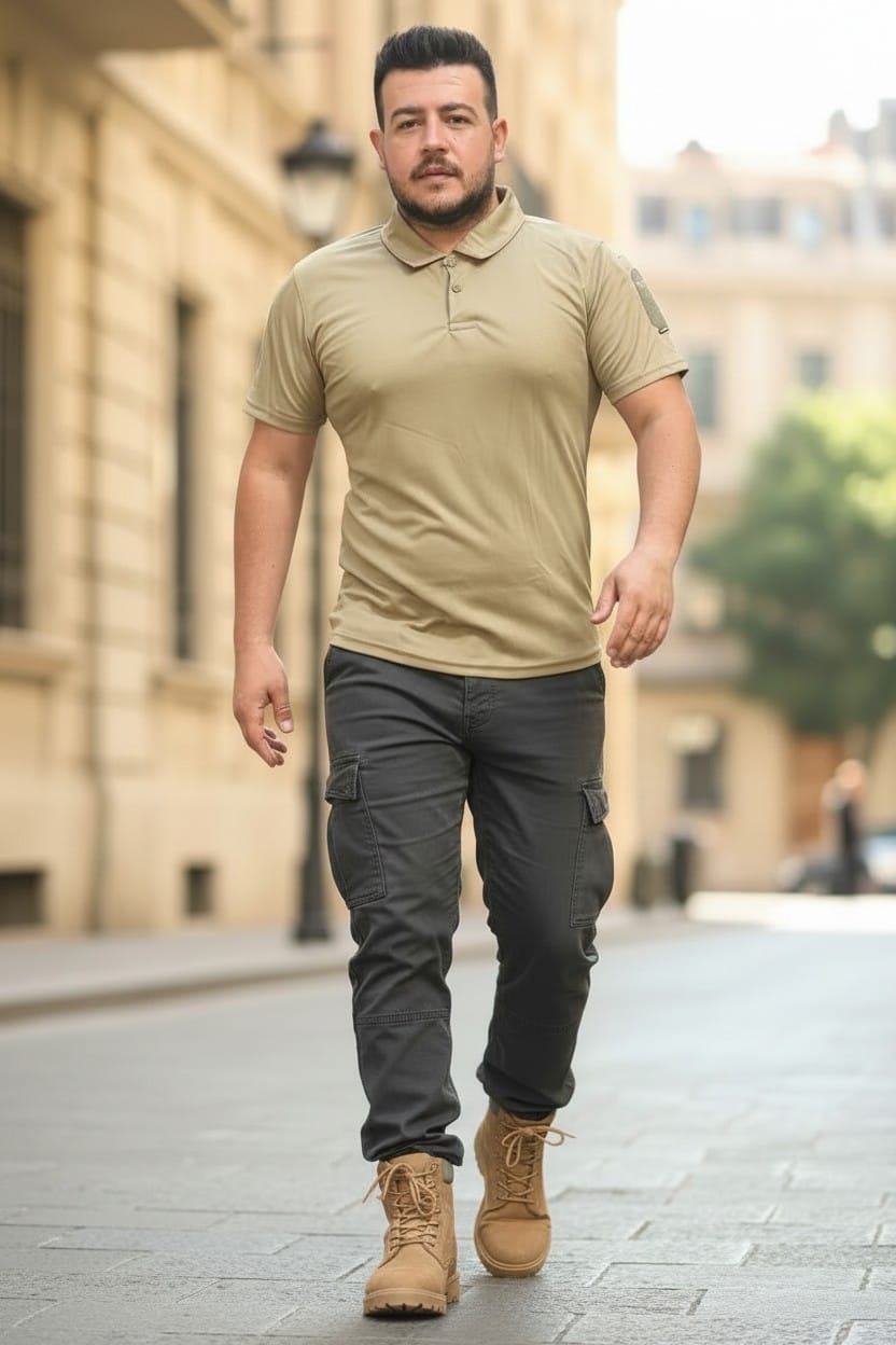 Taktik Tshirt Polo Yaka Kısa Kol Bej Renk