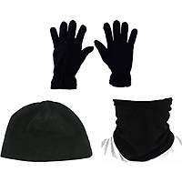 Polar Bere Boyunluk Eldiven 3'l� Set Siyah Renk