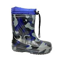 Erkek �ocuk Mavi Kamuflaj Desenli Ya�mur �izmesi