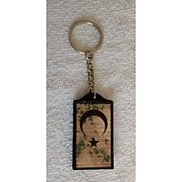 Jandarma Kamuflaj T�rk Bayra�� Anahtarl�k �ift Tarafl� 3D Silikon Kabartmal�