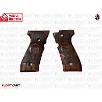 Baretta & Yavuz 16 B�r� Kurt Siluet-T�rk Bayra�� ��lemeli Ceviz Kabze