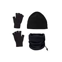 Siyah Polar Bere - Polar Boyunluk - Y�n Kesik Eldiven 3 l� set