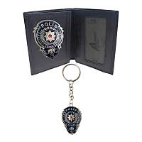 Hakiki Deri Metal Armal� Polis C�zdan Ve Anahtarl�k 2 Li Set