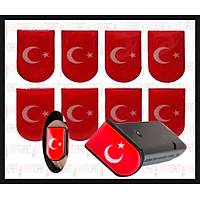 Sticker �arj�r Kapa�� T�rk Bayra�� Armas� Model 3( 4 Adet )