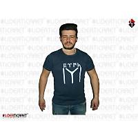 G�kt�rk�e ''IYI'' Yaz�l� Lacivert Renk Dar Kesim Ti��rt