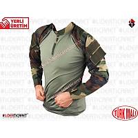 Woodland Kamuflaj Yazl�k Combat Operasyon T-shirt/ Sadece S Beden