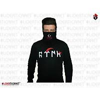 Boyunluk & Bere Polar & Sweatshirt Siyah Renk Ayy�ld�z K�rm�z� Beyaz ��lemeli Tak�m 1