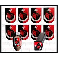 Sticker �arj�r Kapa�� G�kt�k�e T�rk Ayy�ld�z Kurt K�rm�z� Siyah Renk (3 Adet )
