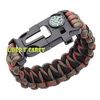 Paracord Bileklik Haki - Siyah Model 11