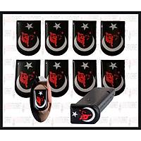 Sticker �arj�r Kapa�� G�kt�k�e T�rk Ayy�ld�z Kurt Siyah Renk ( 3 Adet )