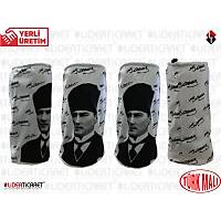 K.ATAT�RK �mzal� Resimli Maske Bandana & Buff Beyaz Renk �� K�sm� Termal Polar