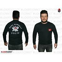 Sweatshirt Siyah Renk T�rk Bayrakl� Polis �zel Harekat Armal� 