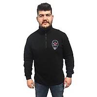 �zel G�venlik Ti��rt� Polar Fermuarl� Yaz�l� �ok Cepli Reflekt�rl� Siyah Renk Uzun Kol