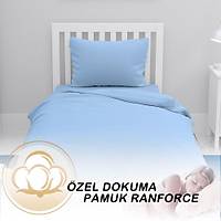 OS-CAR Home Collection  Soft Mavi Renk  L�ks Pamuk Ranforce  Tek ki�ilik Nevresim Tak�m�