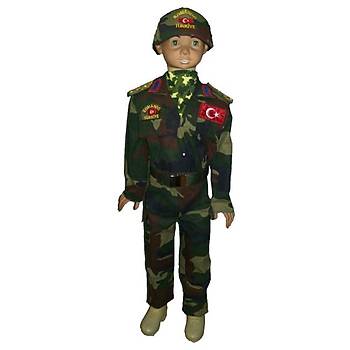 Asker �ocuk Kiyafeti Kamuflaj Tak�m �apkal�
