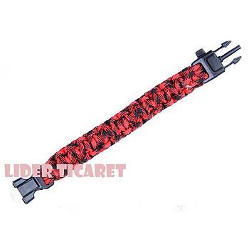 Paracord Bileklik Krmz - Siyah Kamuflaj Model 7