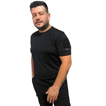 Taktik Tshirt Bisiklet Yaka Ksa Kol Siyah Renk