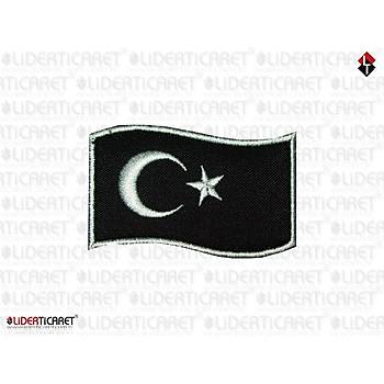 Türk Bayrağı Dalgalanan Siyah Renk Cırtlı Peç
