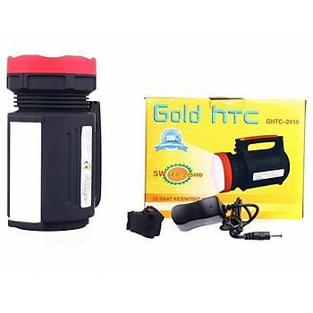 Gold Silver HTC GHTC-2016 El Feneri Projektr 20 Saat Kesintisiz Yanar