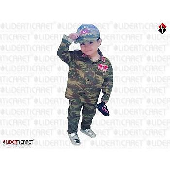 Asker Çocuk Kıyafeti Kamuflaj Nano Şapkalı Takım