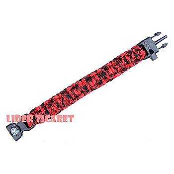 Paracord Bileklik Krmz - Siyah Kamuflaj Model 7