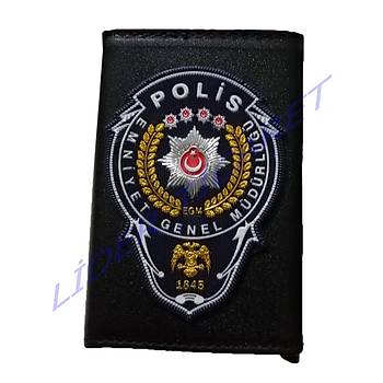 Mekanizmal Polis Logolu Deri Erkek Czdan Siyah Renk