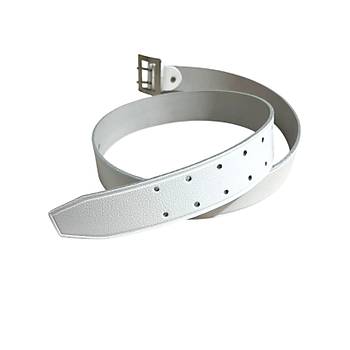 Beyaz Polis Kemeri Hakiki Deri �ift Dilli