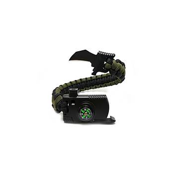 Bakl Haki/Siyah/l Paracord Bileklik 6 zellik 1 Arada ( Renk)