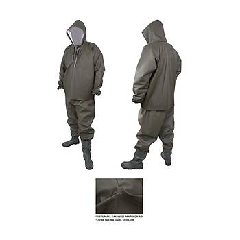 Haki Renk Alt �st  Tak�m Haki Renk Ya�murluk (Haki PVC-PU Kuma�tan �retilmi�tir.))