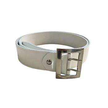 Beyaz Polis Kemeri Hakiki Deri �ift Dilli