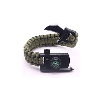 Bakl Haki/Siyah/l Paracord Bileklik 6 zellik 1 Arada ( Renk)