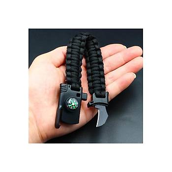 Bakl Haki/Siyah/l Paracord Bileklik 6 zellik 1 Arada ( Renk)