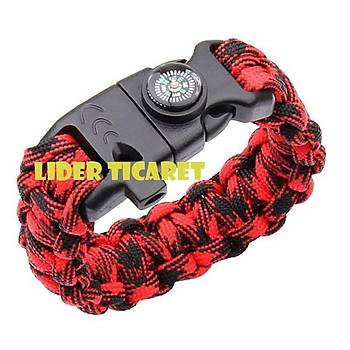 Paracord Bileklik Krmz - Siyah Kamuflaj Model 7